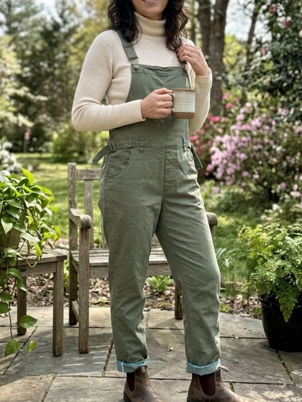 Toad&Co Touchstone Overalls in Olive Green. Women’s Size Large